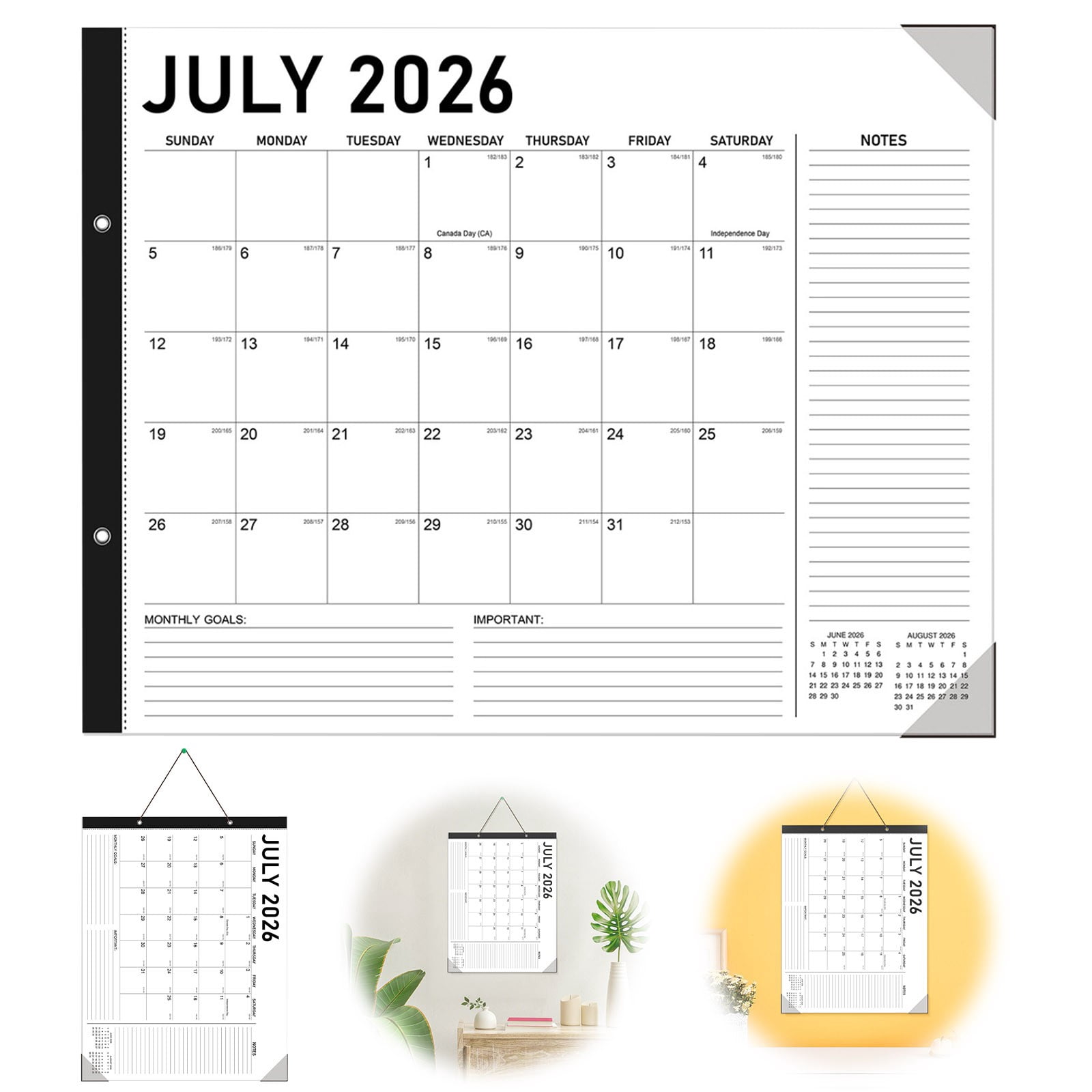 English Version Wall Hanging Calendar - Monthly Schedule Planner from July 2026 to December 2027 ...