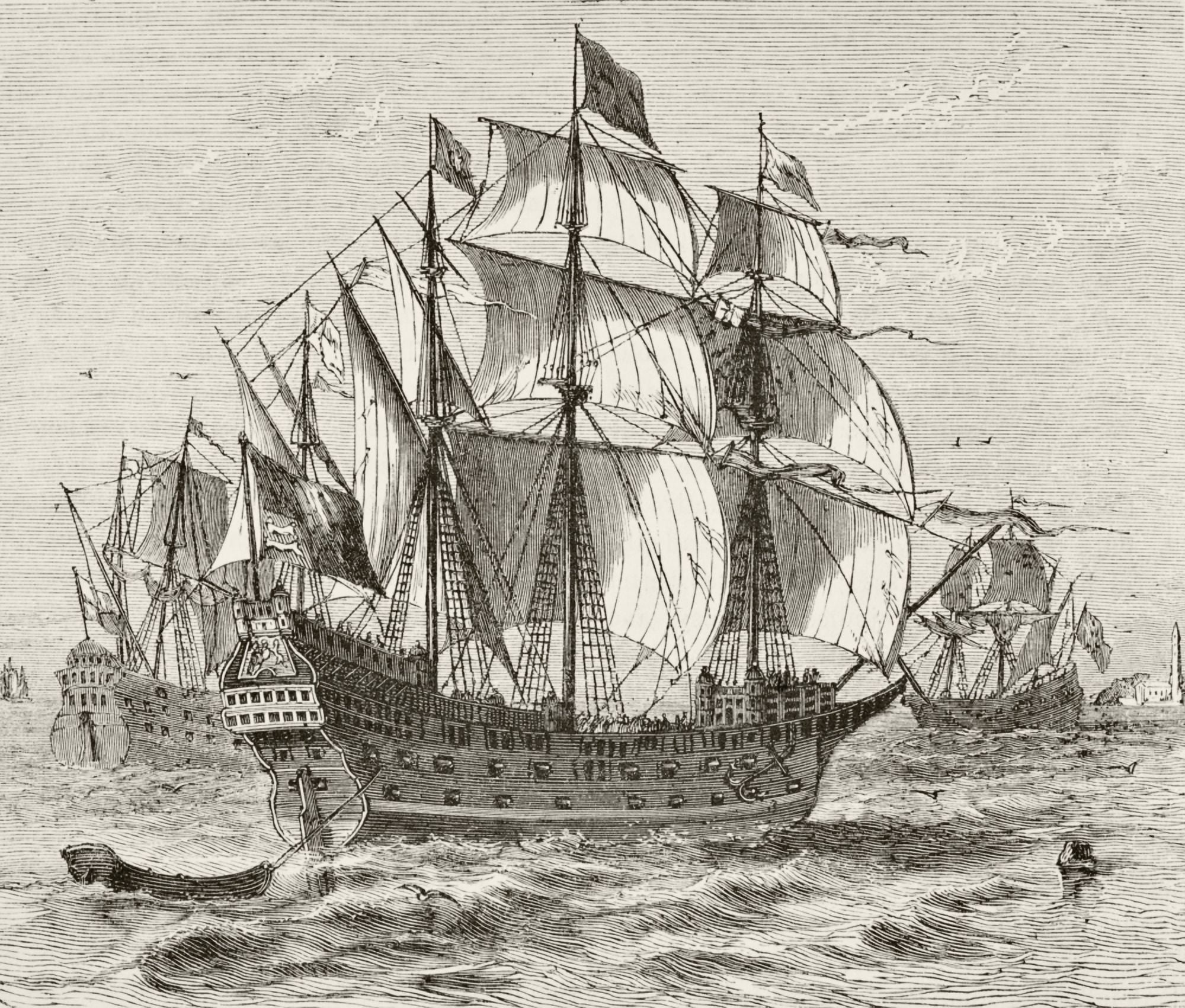 English War Vessel Harry Grace A Dieu Built In 1513 From The National And Domestic History Of England By William Aubrey Published London Circa 1890 Canvas Art - Ken Welsh Design Pics (15 x 13)