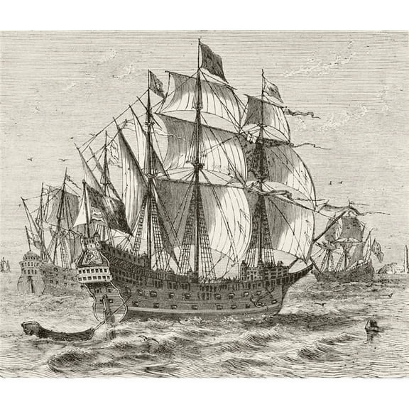 English War Vessel Harry Grace A Dieu Built In 1513 From The National & Domestic History of England by William Aubrey Published London Circa 1890 Poster Print - 15 x 13