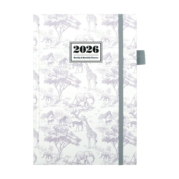 English Weekly & Monthly Planner 2025-2026 Efficiency Manual, With Weekly And Monthly Planning Layout For Organizing Tasks, Animal Pattern Cover Design, Sturdy Binding And