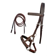 English Western Horse Leather Bitless Bridle Sidepull Halter Reins Brown 7701BRF