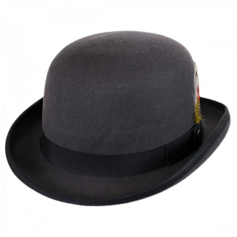 Jaxon Hats English Wool Felt Bowler Hat Size L Gray Black