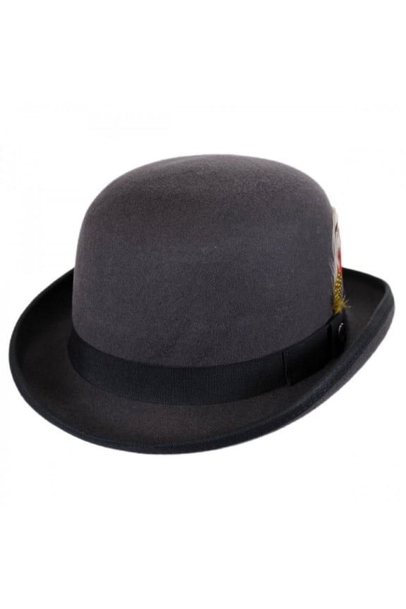 English Wool Felt Bowler Hat - L - Gray/Black