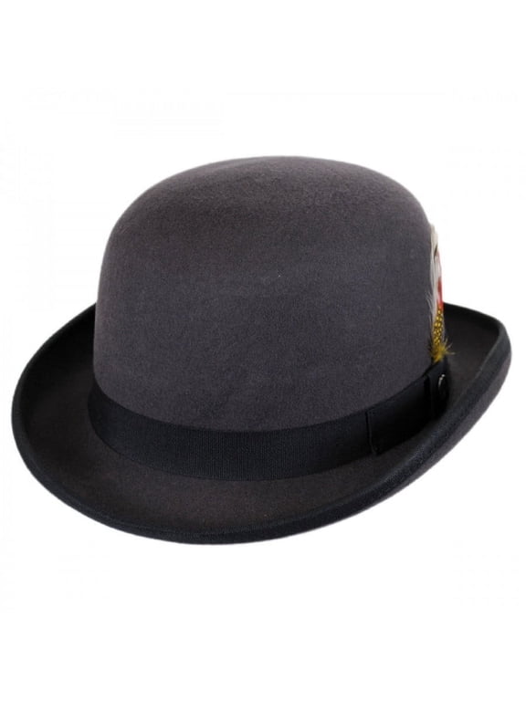 English Wool Felt Bowler Hat - L - Gray/Black