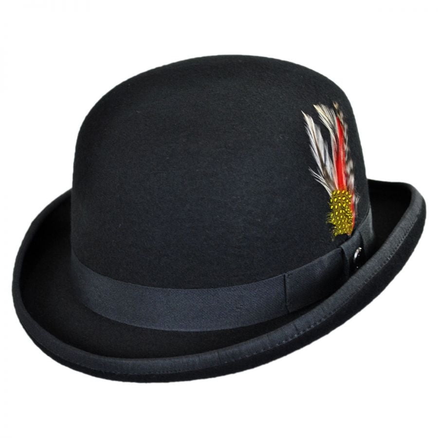 English Wool Felt Bowler Hat - M - Black