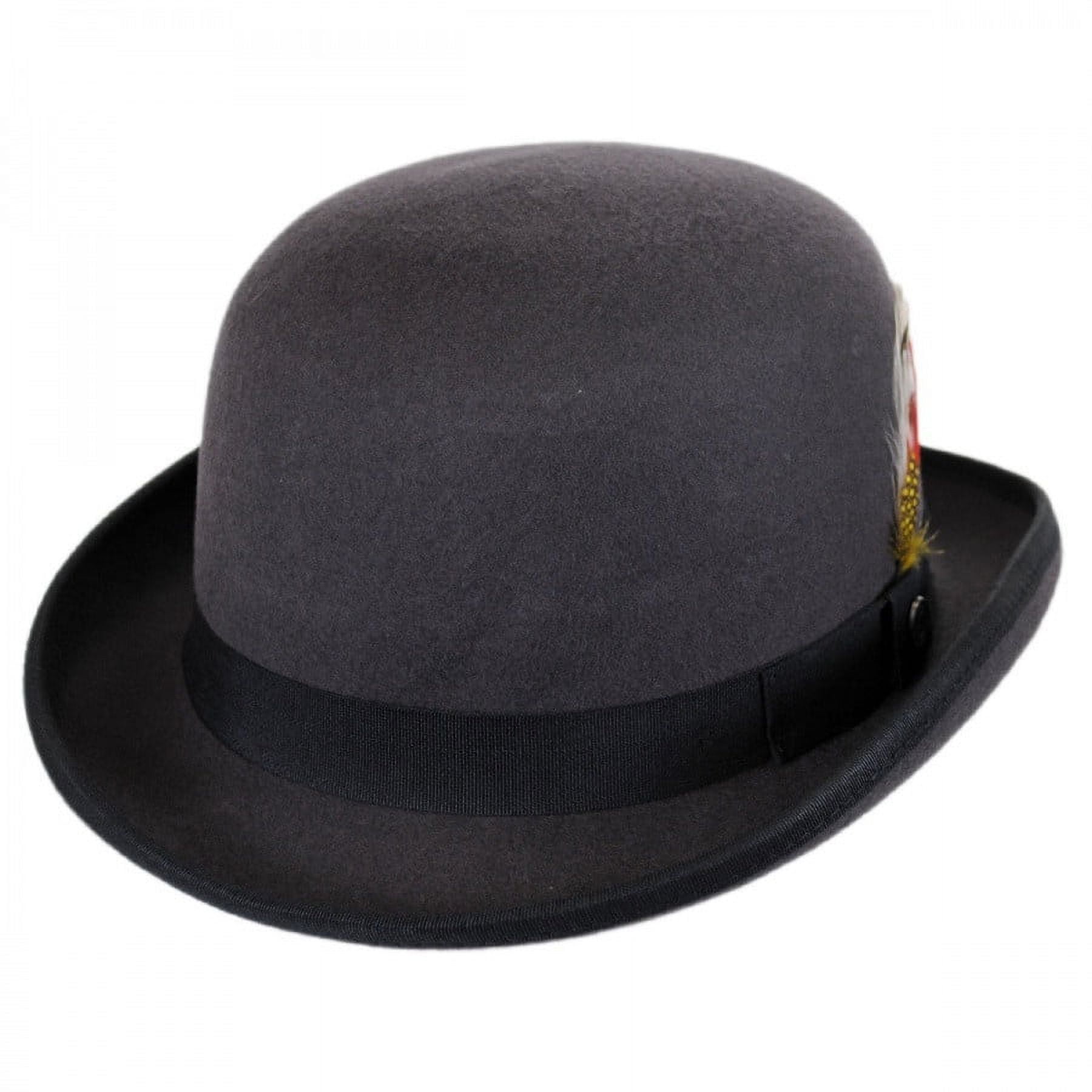 English Wool Felt Bowler Hat - S - Gray/Black - Walmart.com display picture 2