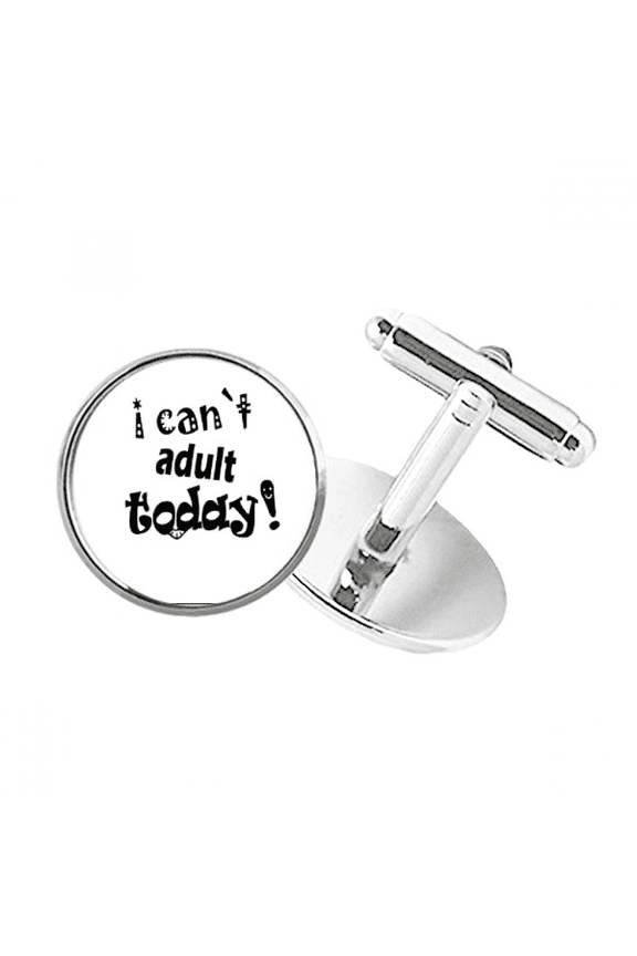 English Word Design Adult Today Round Button Cuff Clip Stud Cufflinks