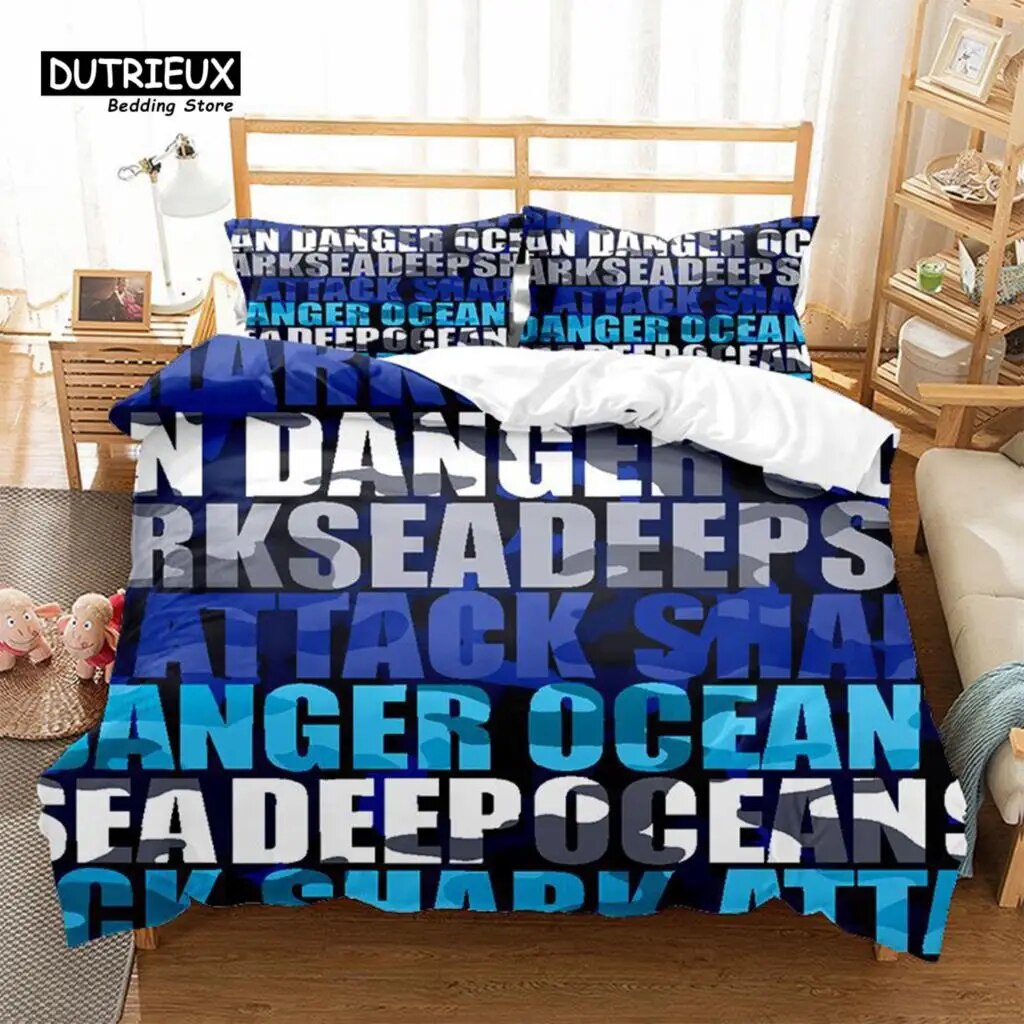 English Word Duvet Cover Set King Size 3D English Alphabet Print