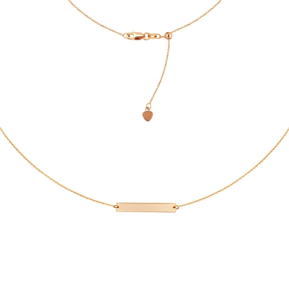Engravable Bar Choker 14k Gold Necklace, 16" Adjustable