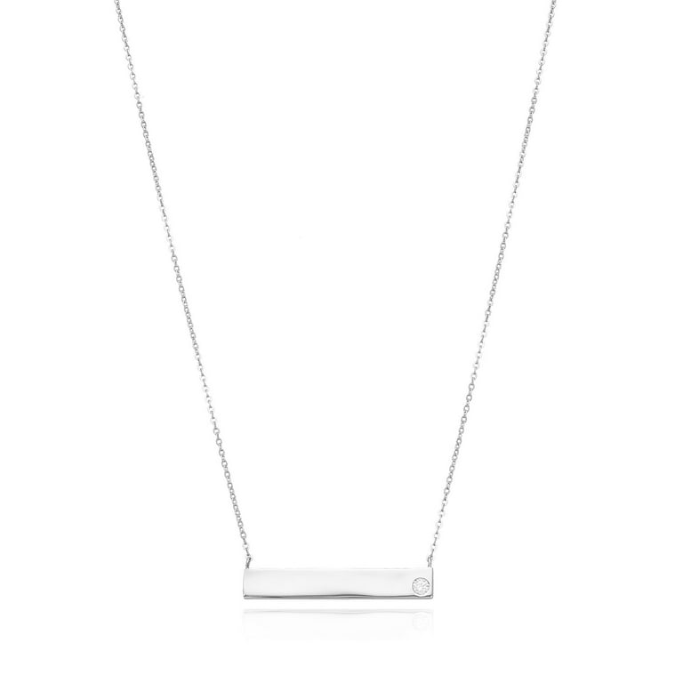 Bar Necklace with Engraveable Name Plate Sterling Silver - Adjustable Length Bar Necklace with Engraveable Name Plate Sterling Silver - Adjustable Length