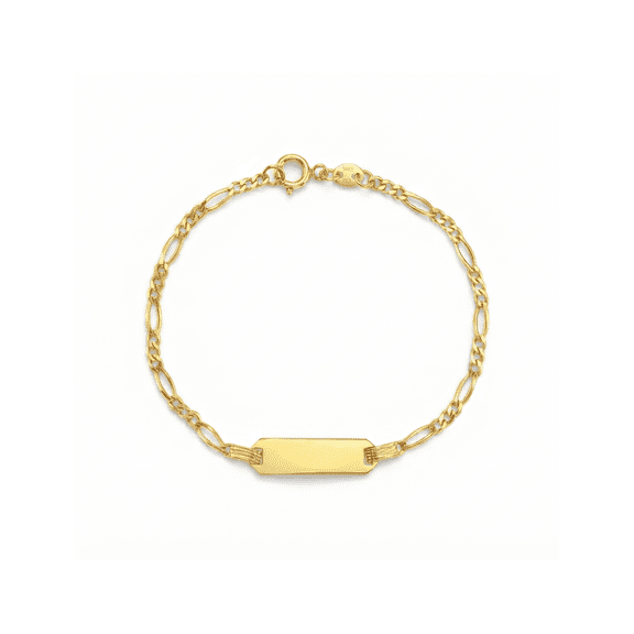 Engravable ID Figaro 5.5" Baby/Toddler/Kids Bracelet - 14k Gold