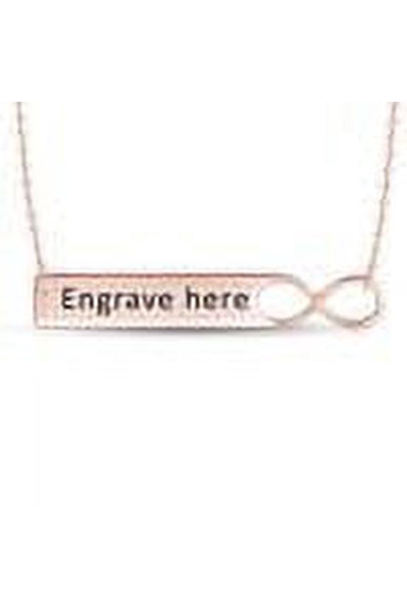 Engravable Infinity Bar Personalize Pendant Necklace In 14K Rose Gold Over Sterling Silver