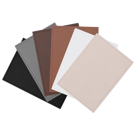 Engravable Leather Patch Blanks for Hats, Jackets & Bags – Laserable Faux Leather Patches with Adhesive & Stitch – Leatherette Apparel Patches in 5 Pack (Cream, 3" x 2" Rectangle)