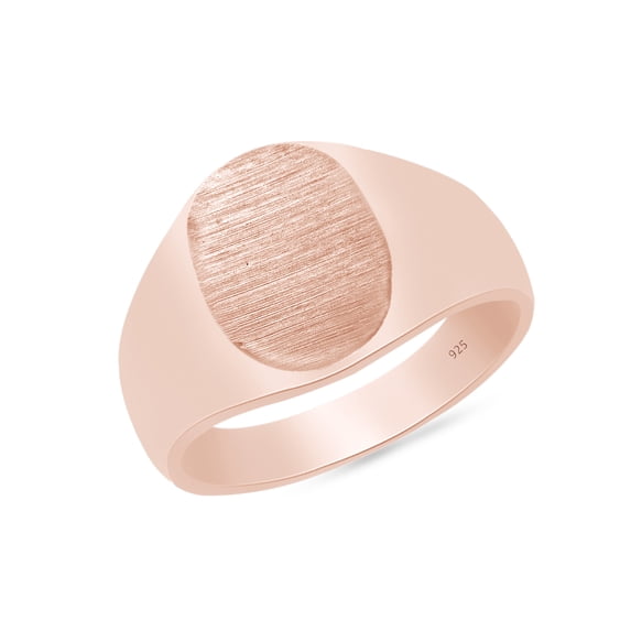 AFFY Engravable Men's Signet Ring In 14K Rose Gold Plated 925 Sterling Silver Gift For Mens, Ring Size 13