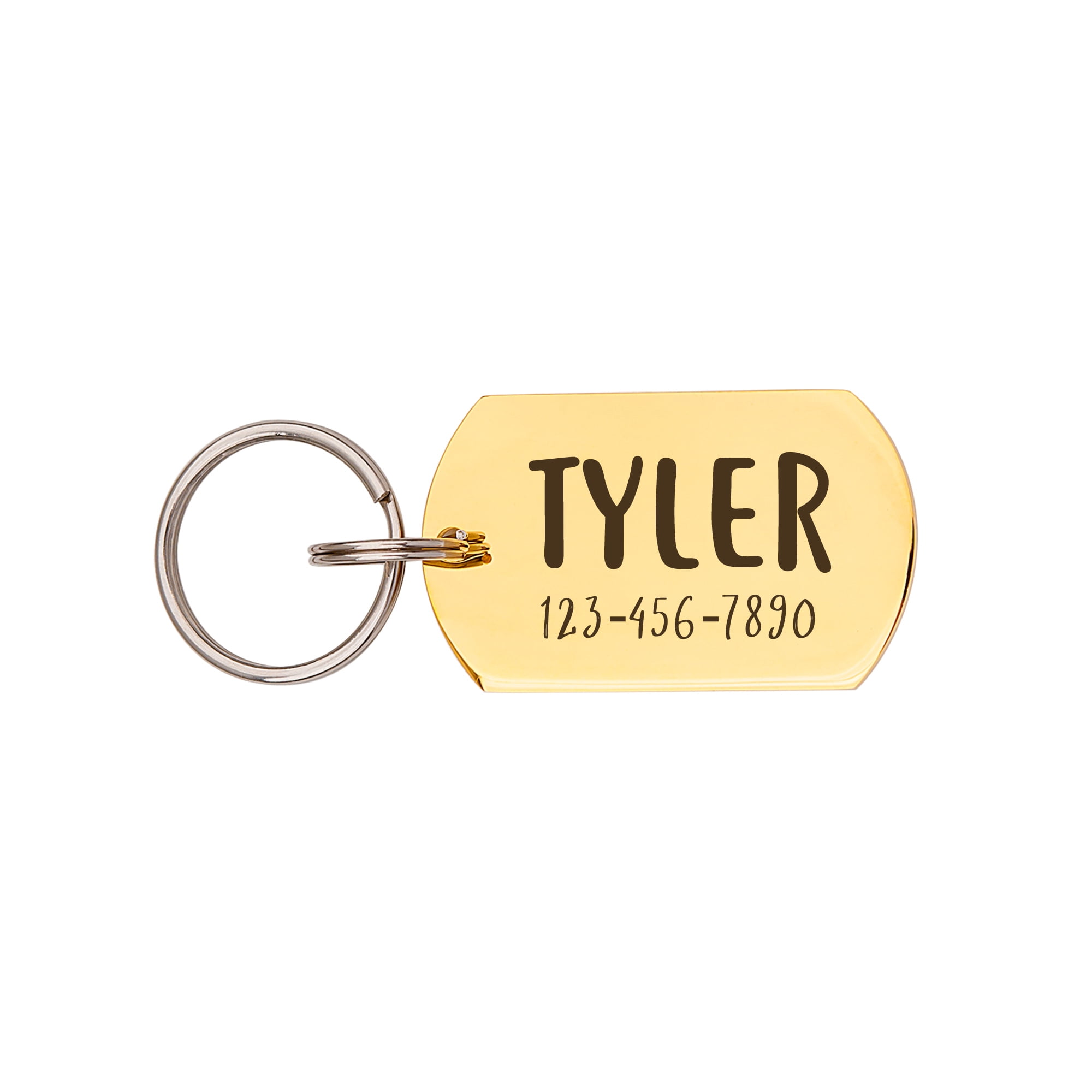 Engravable Pet Id Tag - Dog Tag with Phone Number Tag Shape - Pet Name Tag Emergency Tags for Pet Collar [Gold, L, Front & Back Engraving]