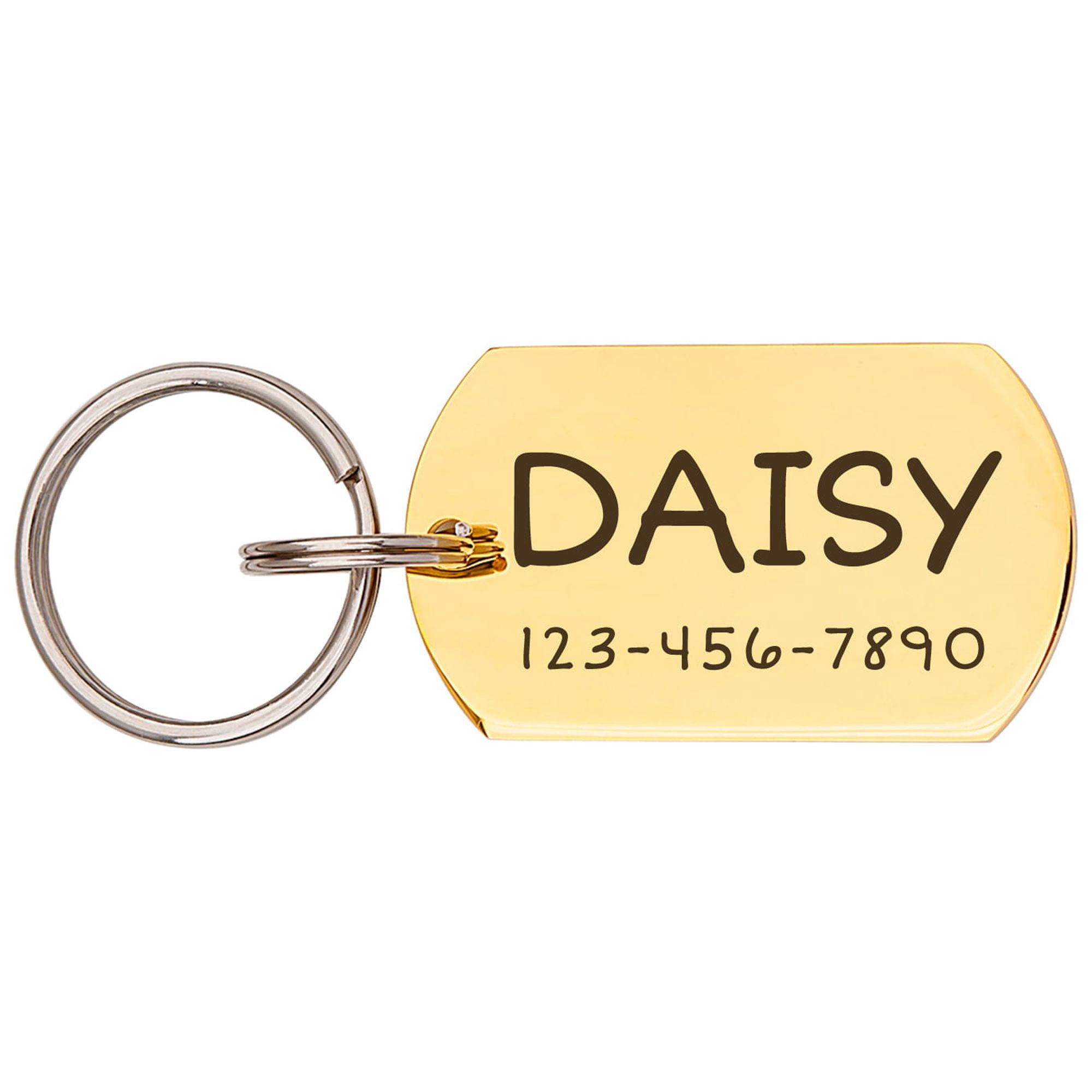 Engravable Pet Id Tag - Dog Tag with Phone Number Tag Shape - Pet Name Tag Emergency Tags for Pet Collar [Gold, M, Front & Back Engraving]