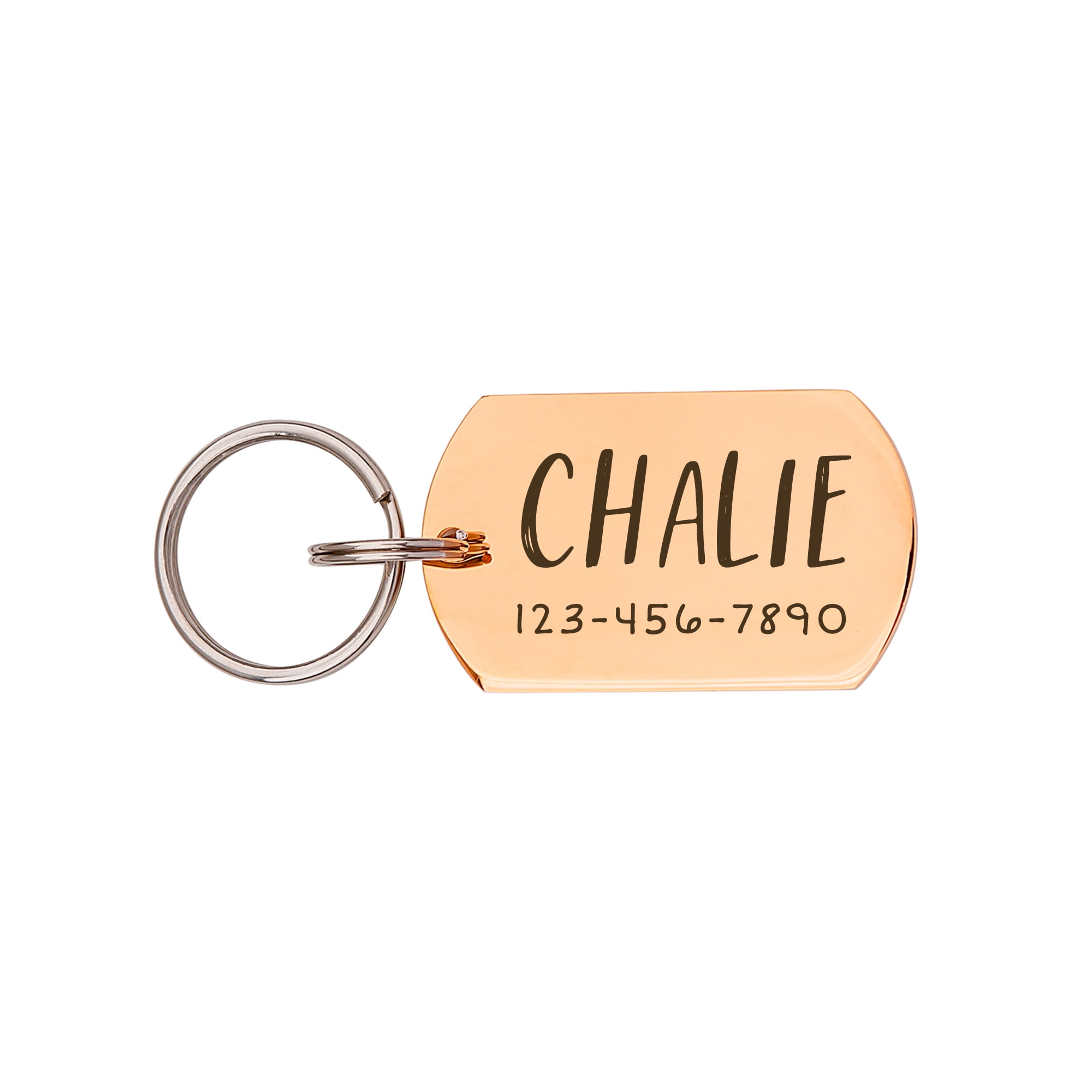 Engravable Pet Id Tag - Dog Tag with Phone Number Tag Shape - Pet Name Tag Emergency Tags for Pet Collar [Rose Gold, L, Only Front Engraving]
