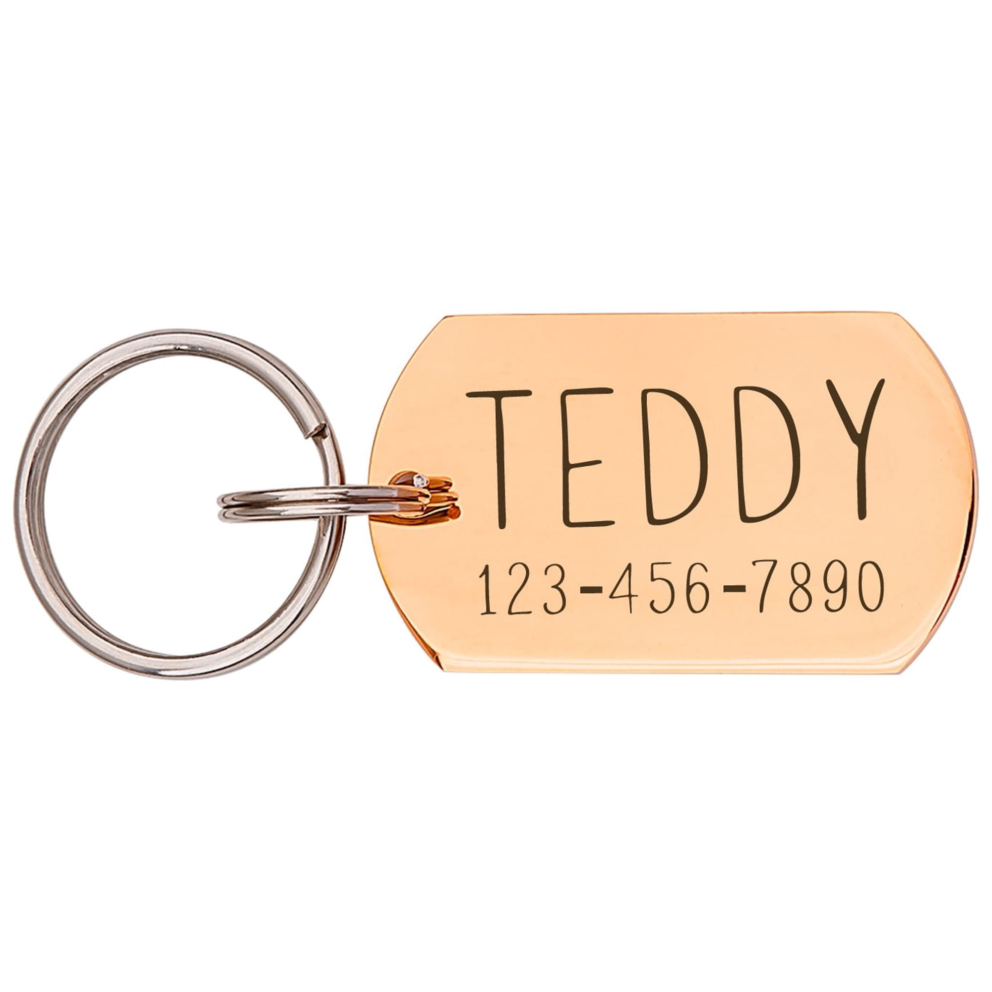 Engravable Pet Id Tag - Dog Tag with Phone Number Tag Shape - Pet Name Tag Emergency Tags for Pet Collar [Rose Gold, M, Front & Back Engraving]