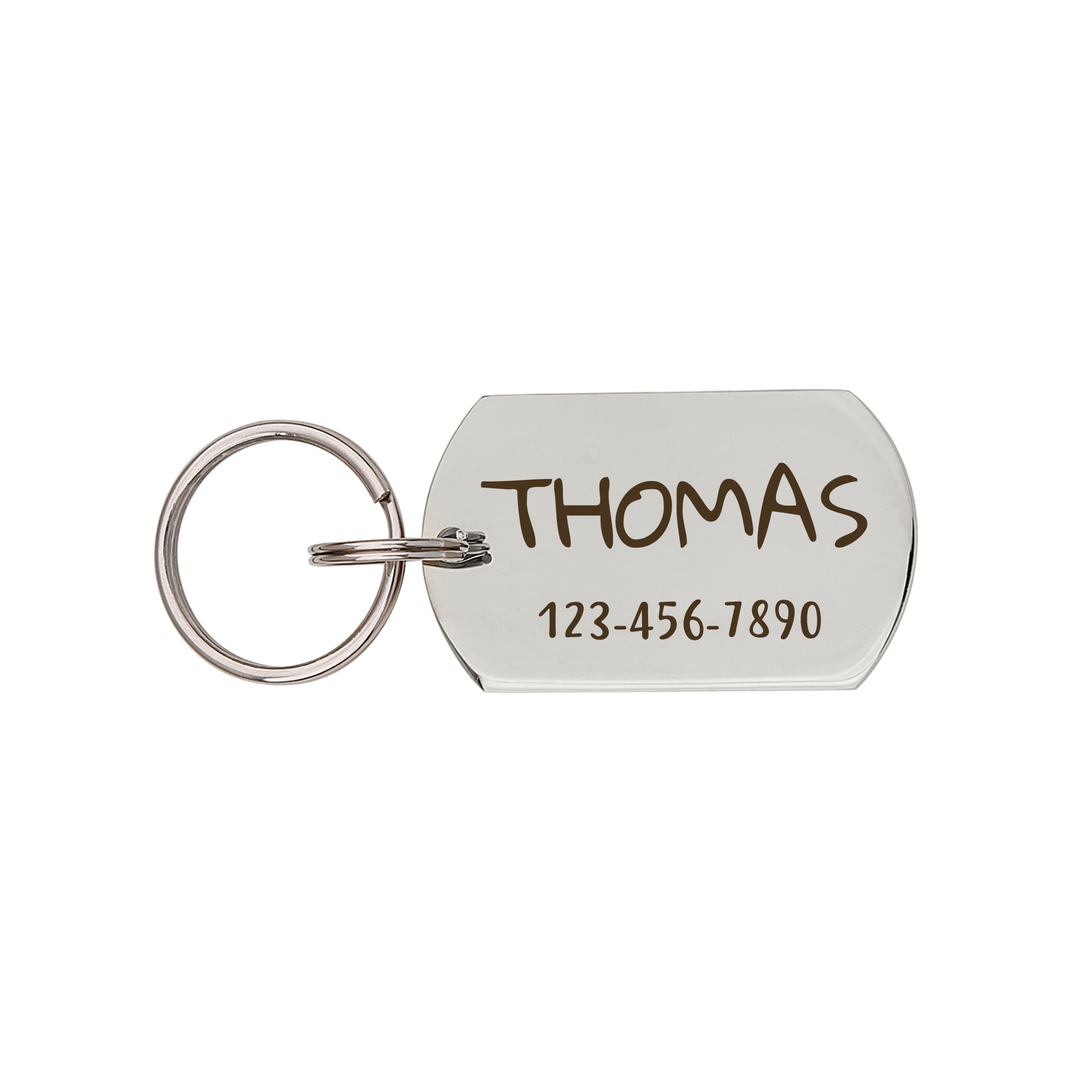 Engravable Pet Id Tag - Dog Tag with Phone Number Tag Shape - Pet Name Tag Emergency Tags for Pet Collar [Silver, L, Only Front Engraving]