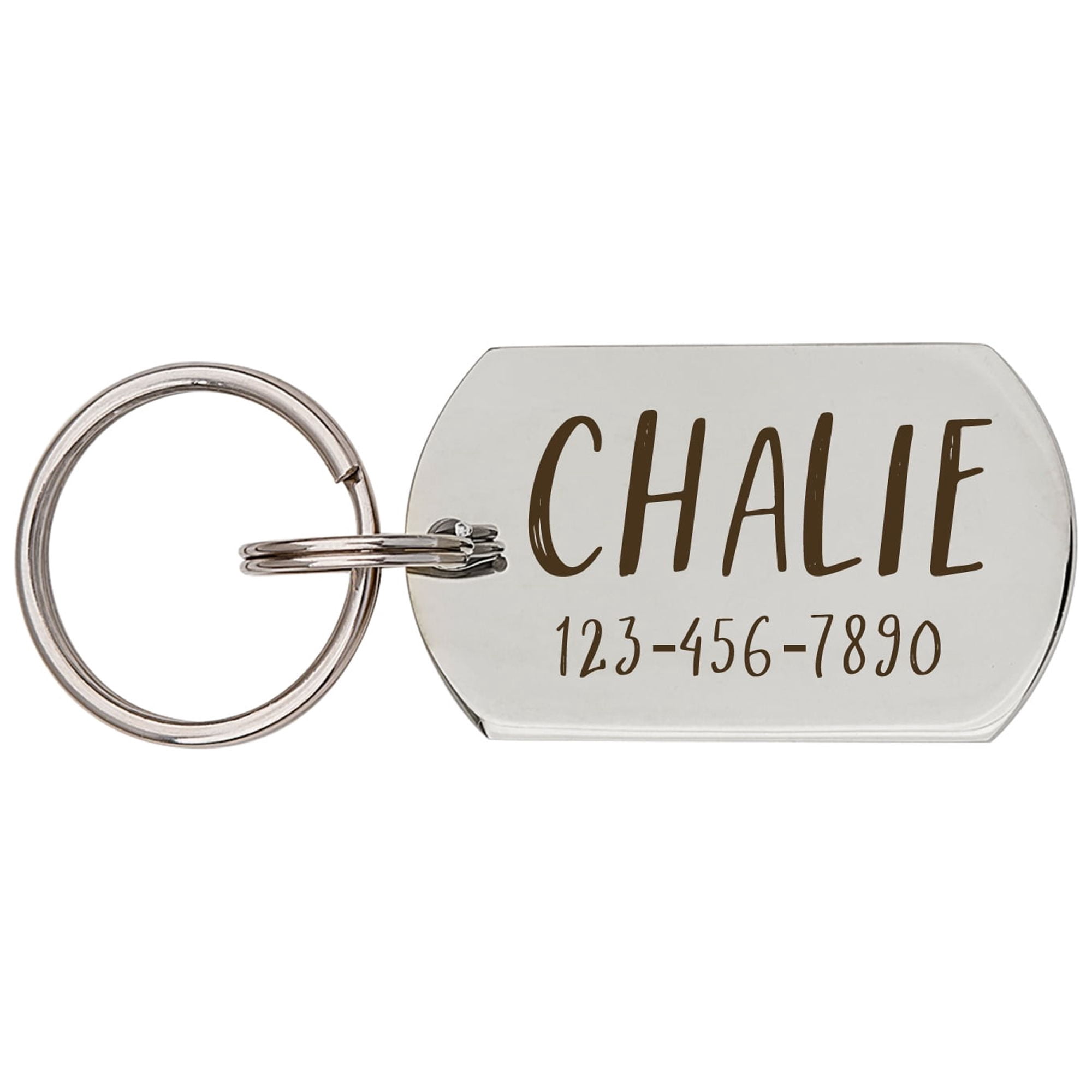Engravable Pet Id Tag - Dog Tag with Phone Number Tag Shape - Pet Name Tag Emergency Tags for Pet Collar [Silver, M, Only Front Engraving]