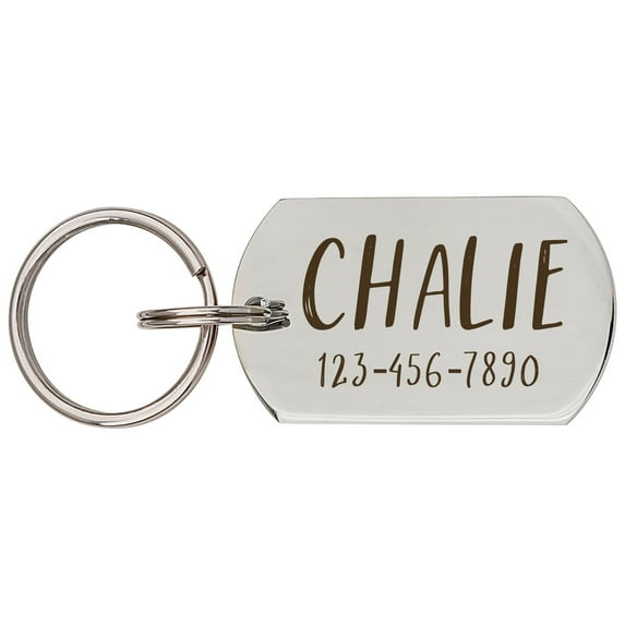 Engravable Pet Id Tag - Dog Tag with Phone Number Tag Shape - Pet Name Tag Emergency Tags for Pet Collar [Silver, M, Only Front Engraving]