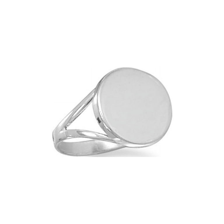 Engravable Ring 14mm Round Sterling Silver Split Band Engravable Ring 14mm Round Sterling Silver Split Band