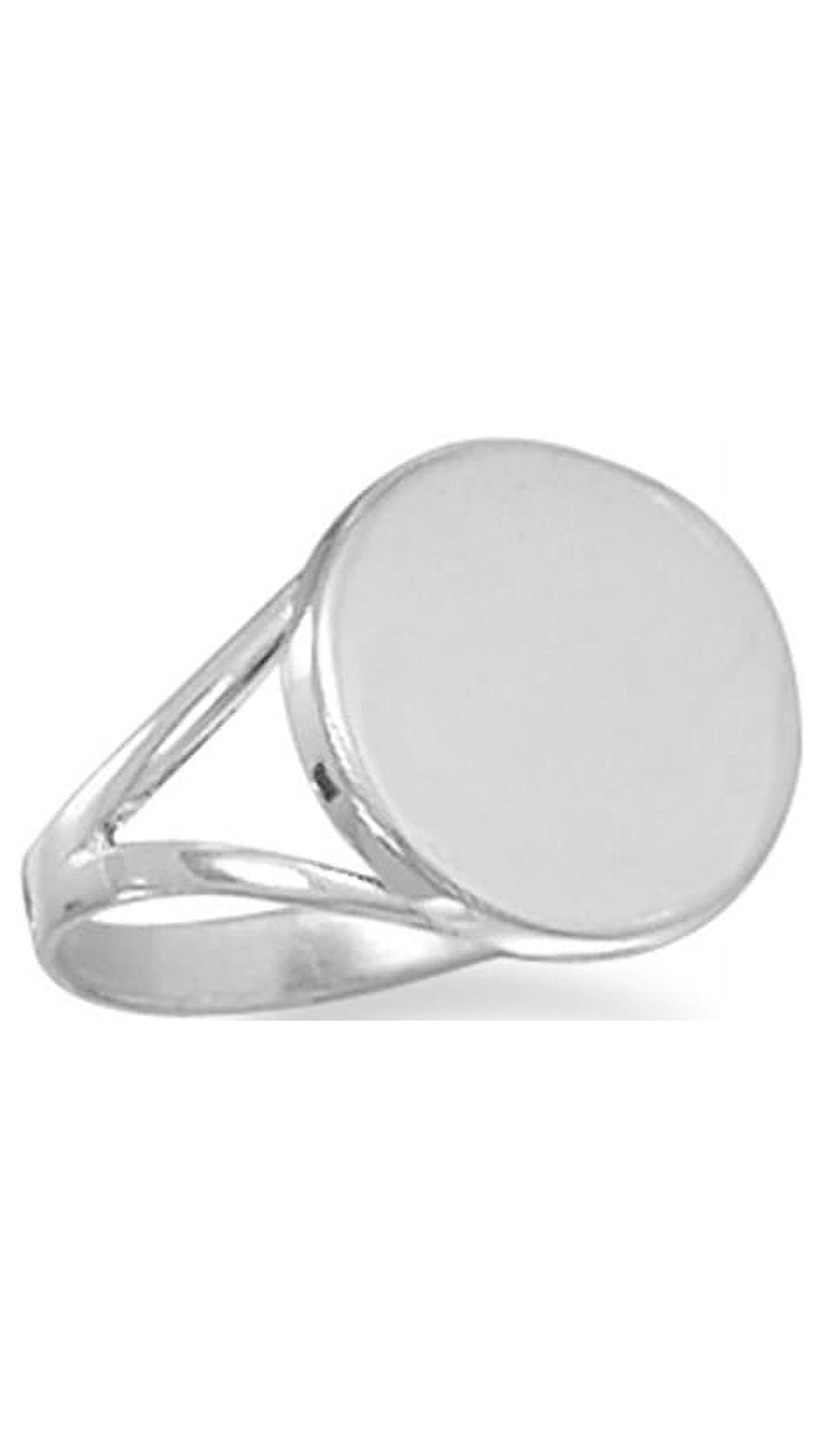 Engravable Ring 14mm Round Sterling Silver Split Band Engravable Ring 14mm Round Sterling Silver Split Band