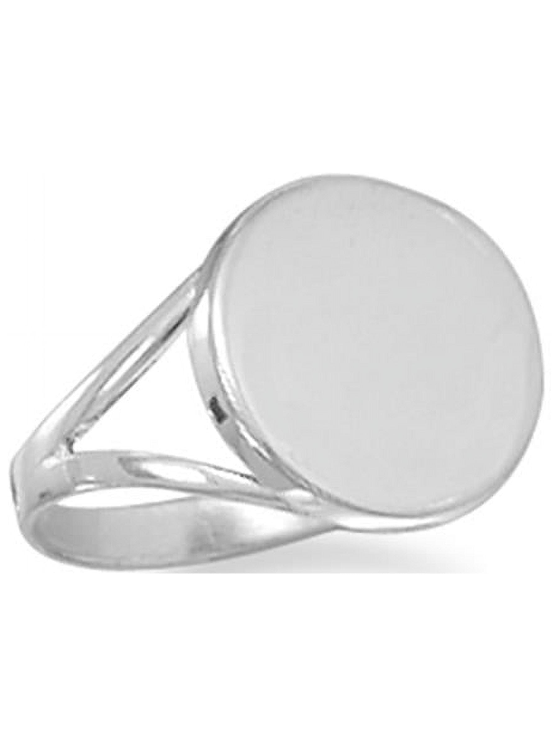 Engravable Ring 14mm Round Sterling Silver Split Band Engravable Ring 14mm Round Sterling Silver Split Band
