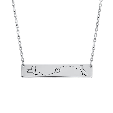 AsterOutdoor - Stainless Steel Location Pendant Anavia Engravable Silver Long Distance Bar Necklace