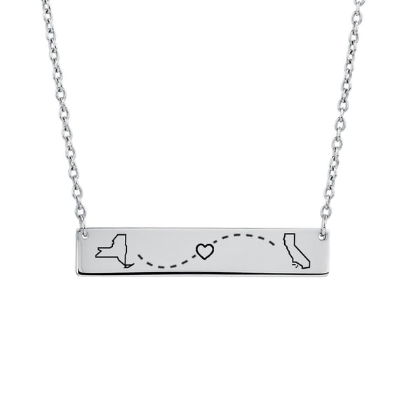 AsterOutdoor - Stainless Steel Location Pendant Anavia Engravable Silver Long Distance Bar Necklace