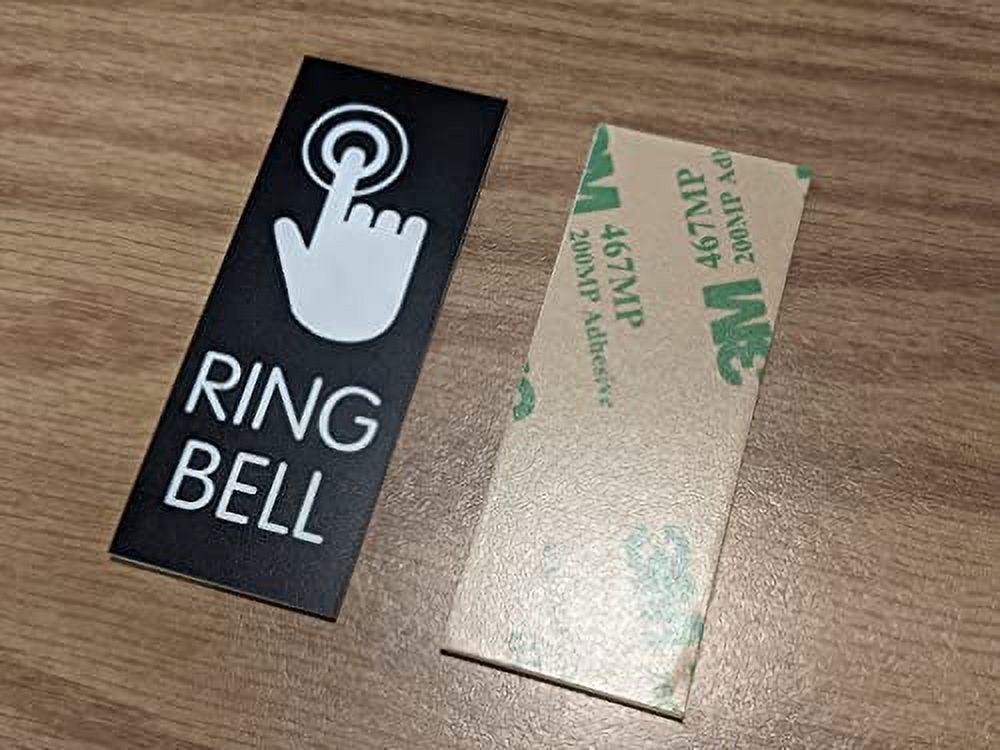Engraved 2.5x1 Vertical Black Ring Bell SelfSticking Doorbell Sign