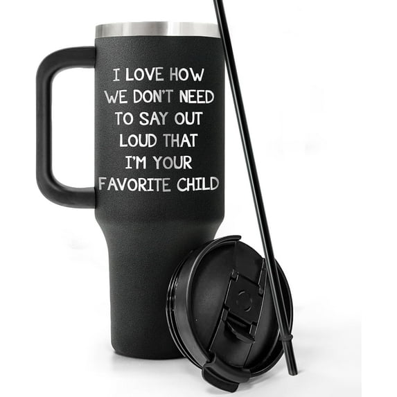 Engraved 40 oz Tumbler Christmas Gifts For Dad With Handle Straw Lid & Birthday Gifts For Mom, Dad, Bonus Dad, Bonus Mom, Stepdad, Stepmom From Daughter, Son For Fathers Day & Mothers Day