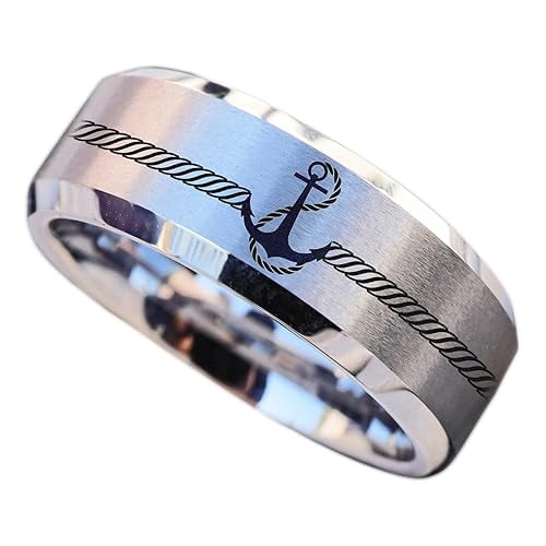 Nautical Rope Anchor Rings Engraved Anchor Ring Nautical Ring Anchor Rope Jewelry Nautical Ring ...