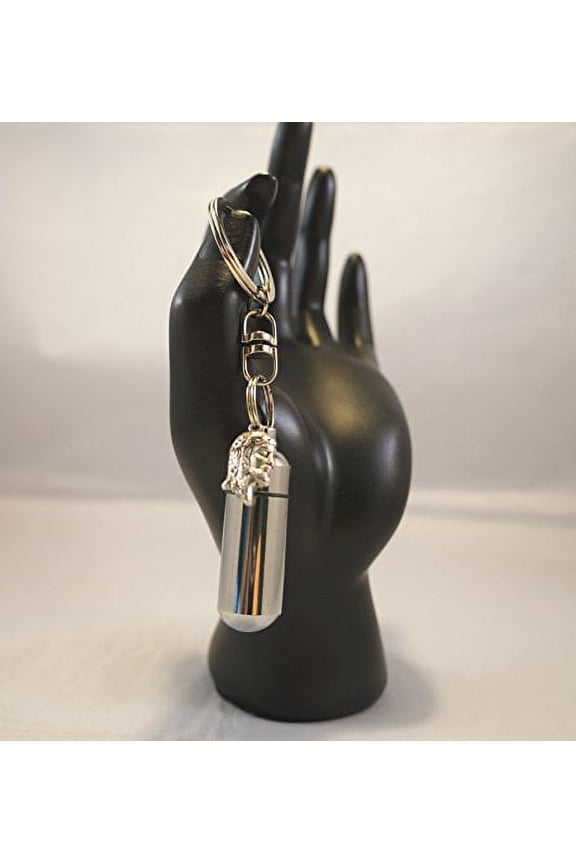 Engraved Anointing Oil Holder/Keepsake - Jesus Profile - on Swivel Stainless Steel Keychain