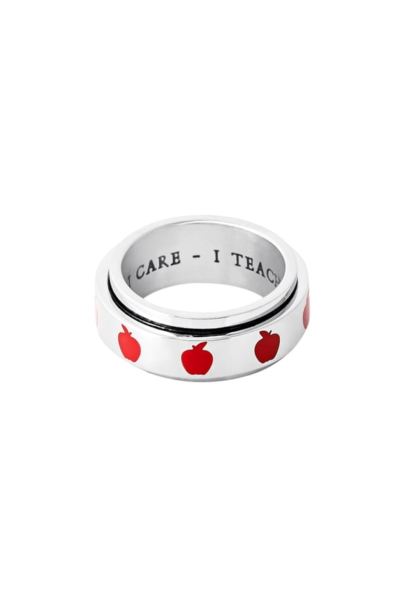 Engraved Apple Teacher Appreciation Ring - Unique Gift Idea size 8