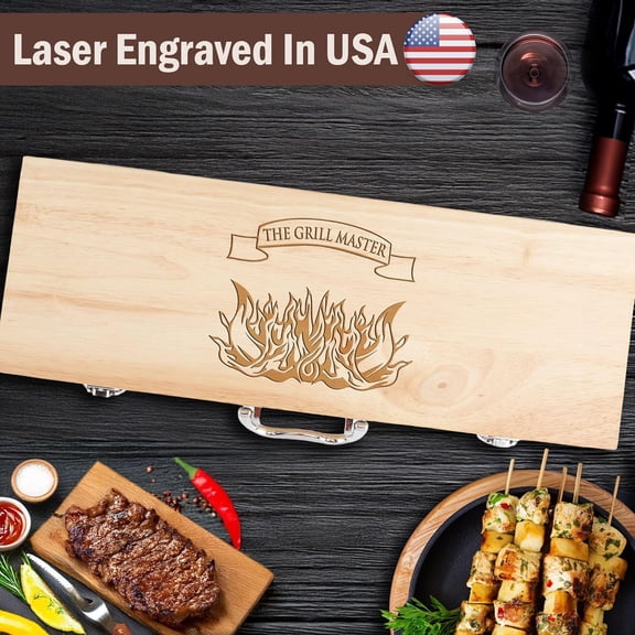 Engraved BBQ Grill Accessories, Strong & Stainless Steel Grill Tools Set, 11 Piece Barbeque Utensils for Backyard, Outdoor Camping, Picnic – The Grill Master Idea
