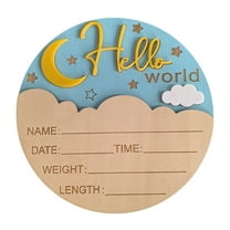 Engraved Baby Name Date Souvenir Gift Themed Wooden Hospital Birth Sign Round Shape Nursery Decorative Board