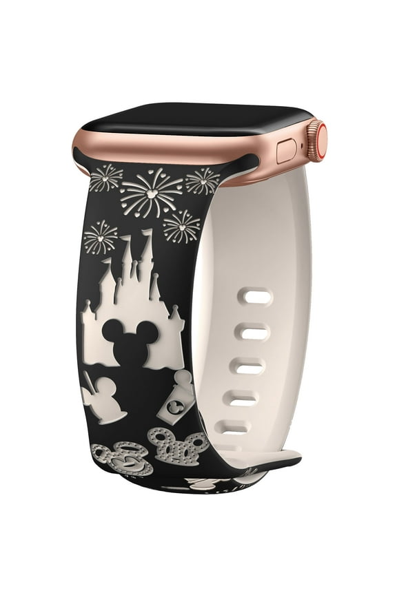 Engraved Band Compatible with Apple Watch Bands Ultra 3/2/1 49mm 46mm 45mm 44mm 42mm 41mm 40mm 38mm Women, Two-Tone Cute Soft Silicone Sport Strap for iWatch Series 11/10/9/8/7/6/5/4/3/SE/SE2/SE3