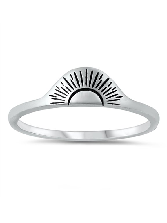 Engraved Boho Sunrise Festival .925 Sterling Silver Band Jewelry Female Male Unisex Size 4