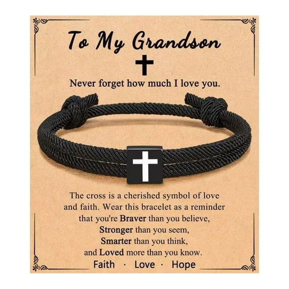 Engraved Bracelet for Loved Ones - Bracelet Gifts For Grand Son, Grandson Bracelet From Grandparents, Friends, Valentines Birthday Graduation Day Christmas Easter Gifts For Teenage