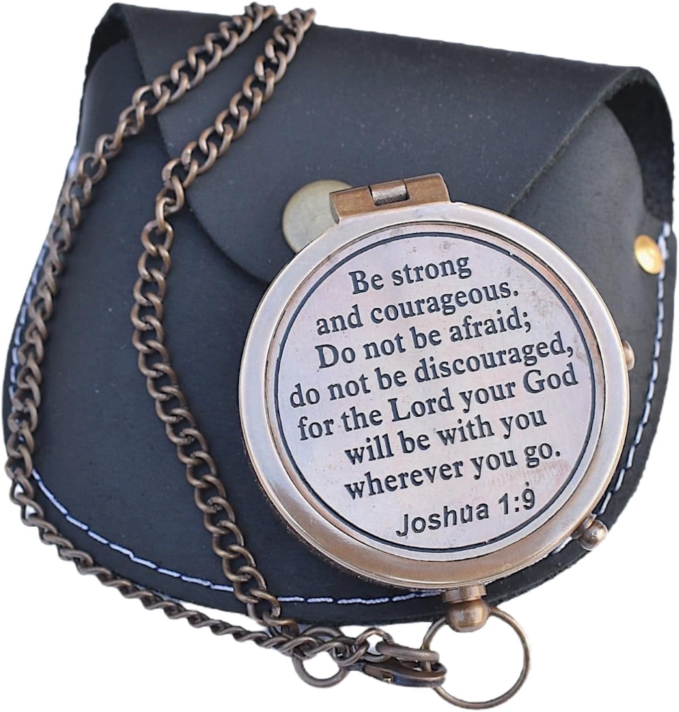 Engraved Brass Compass with Inspirational Quote – Religious Gift for Men & Boys, Perfect for First Communion, Baptism, Confirmation, or Missionary Keepsake