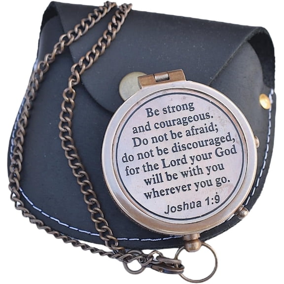 Engraved Brass Compass with Inspirational Quote – Religious Gift for Men & Boys, Perfect for First Communion, Baptism, Confirmation, or Missionary Keepsake