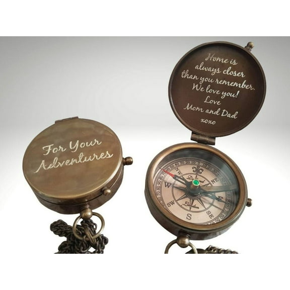 Engraved Brass Compass, Personalized Gift Compass Birthday Gift Anniversary Gift