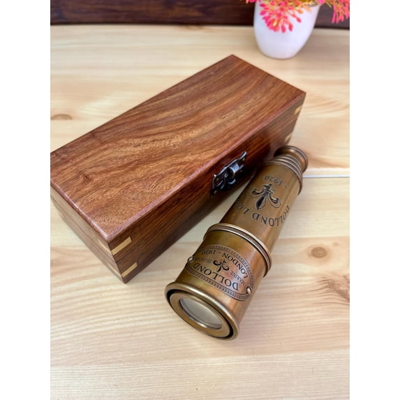 Engraved Brass Telescope: Handheld Spyglass, Boating Gift