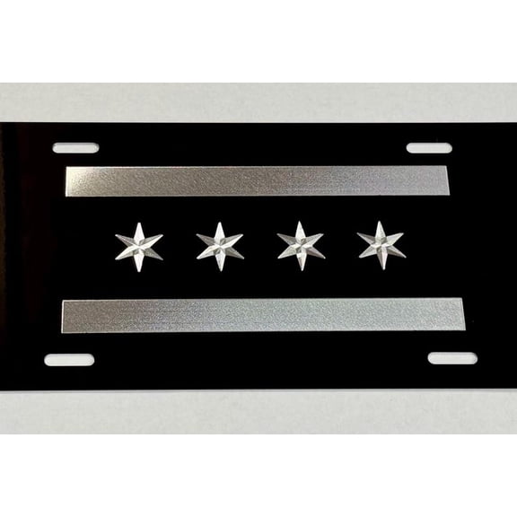 Engraved Chicago Illinois City Vanity Front License Plate Car Tag Diamond Etched on Black Aluminum Metal Weatherproof & Rustproof