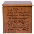 thumbnail image 1 of Engraved Cremation Urn - Be Strong and Courageous Joshua 1:9 - Holds SMALL Portion of Ashes (Cherry), 1 of 6
