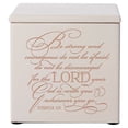 thumbnail image 1 of Engraved Cremation Urn - Be Strong and Courageous Joshua 1:9 - Holds SMALL Portion of Ashes (Ivory), 1 of 6