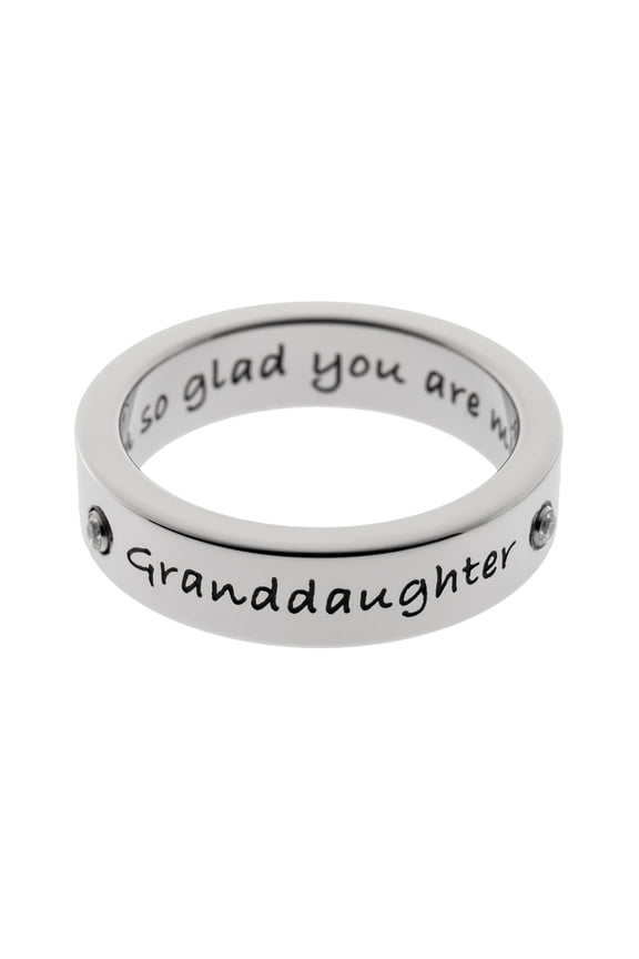 Engraved Crystal Granddaughter Ring - Sentimental Keepsake Jewelry Gift size 6
