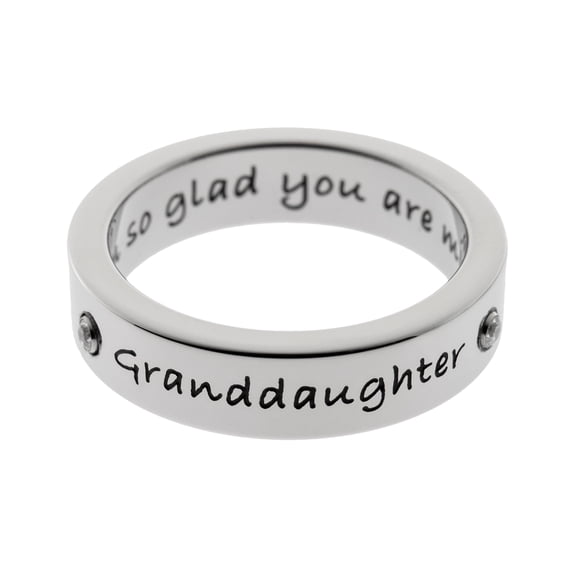 Engraved Crystal Granddaughter Ring - Sentimental Keepsake Jewelry Gift size 7