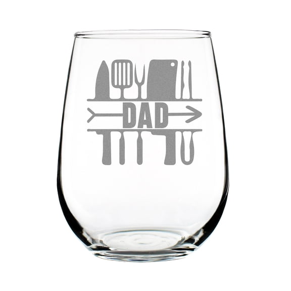 Engraved Dad Wine Glass, Etched Stemless Perfect Fathers Day Gift, Unique Personalized Tumbler